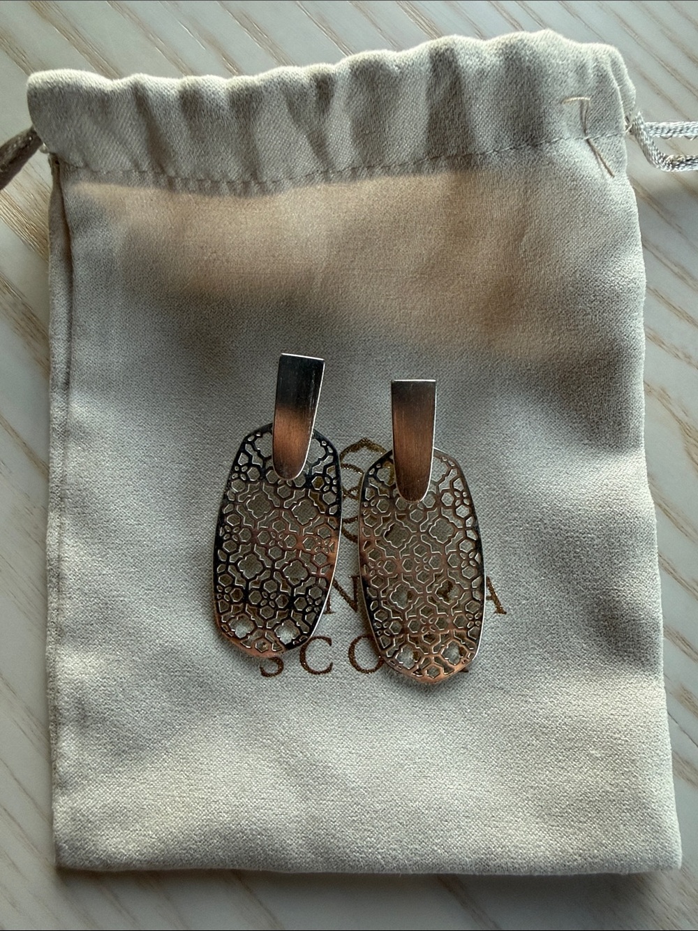 Kendra Scott Silver-Tone Filigree Drop Earrings